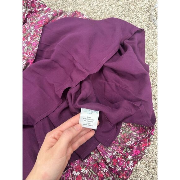 Draper James Long Sleeve Smocked Mini Dress Womens Plus 1X Pink Purple Floral - Picture 6 of 13